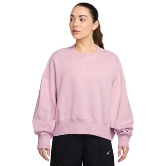 Nike Womens NSW Style Fleece Crew OOS - Sail/Pink Foam Size XL