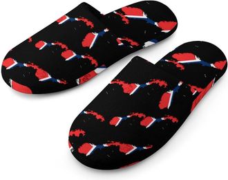 Generic Flag Map of Norway Mens Cozy Memory Foam Slippers Warm Cotton House Shoes Comfy Slipper for Indoor Outdoor