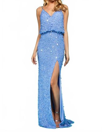 Sherri Hill Blouson Top Prom Dress In Periwinkle