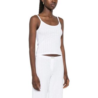 Sporty & Rich Pyjamas, female, White, Size: XS Pointelle Knit Scoop Neck Cami