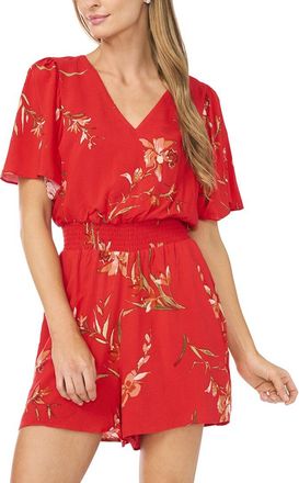 CeCe by Cynthia Steffe Cece V Neck Flutter Sleeve Romper