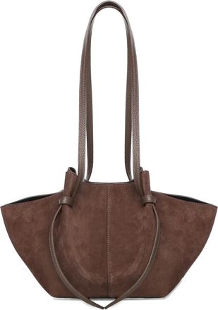 Yuzefi large Mochi suede knot shoulder bag - Bruin