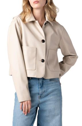 Blank NYC Faux Leather Crop Blazer in Cloud Dancer at Nordstrom, Size X-Small