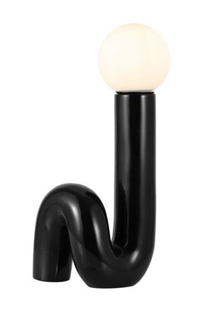 Jonathan Y Designs Katya 18 Scandinavian Minimalist Ceramic Spiral Tube LED Table Lamp in Black at Nordstrom