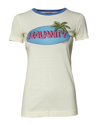 Dolce & Gabbana Womens Light Yellow Cotton Short Sleeve T-Shirt