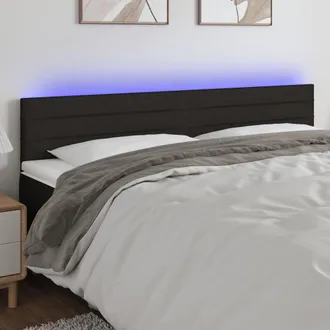 vidaXL Cabecero Con Led De Tela Negro 200x5x78/88 Cm Vidaxl