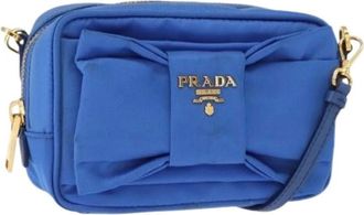 Prada Pre-owned Cross Body Bags, female, Blue, Size: ONE SIZE Pre-owned Nylon Cross Body Bag