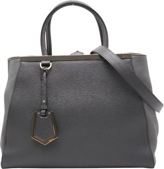 Fendi Gray Leather Shoulder Bag Tote Bag (Pre-Owned)