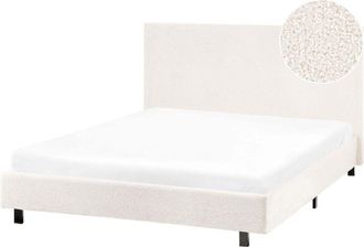 Beliani Slatted Bed Frame Off-White Boucle Fabric Upholstered EU Small Double Size 4ft Modern Design ALBI