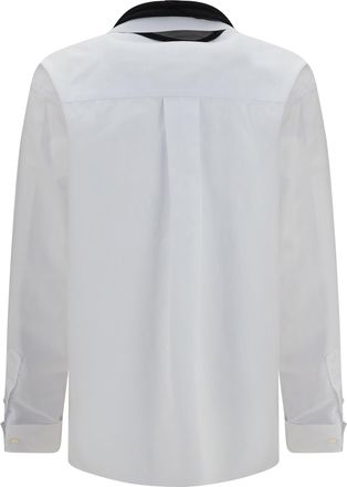 sacai Womens Cotton Poplin Scarf Shirt Off White Polyester