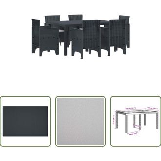 vidaXL vidaXL Sedie da giardino - Set da Pranzo per Giardino 7 pcs Antracite Rattan Polt