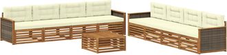 vidaXL Conjunto De Sof&aacute;s De Exterior 9 Uds. Natural Y Crema Vidaxl