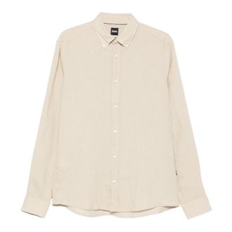 HUGO BOSS Hugo, Casual Shirts, male, Beige, Size: 2XL Liam Linen Shirt