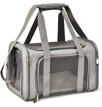 No Brand Bolsa De Transporte Para Gatos Peque&ntilde;os Y Medianos Y Cachorros De Hasta 6,8 Kg, Bolsa De Viaje Suave Y Plegable Para Cachorros - Gris