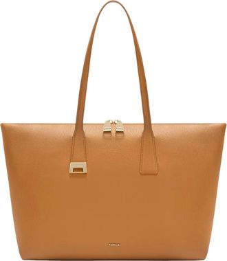 Furla Olivia L Tote Structured Brown Leather Tote