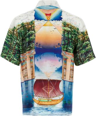 Casablanca Mens Printed Silk Shirt Multicolor Sweater