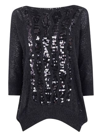 Aviù sequin-embellished wool sweater - Black