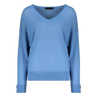 Moorer Pullover met V-hals - Dames - V-hals truien - Blauw - S - Katoen - Truien & Vesten