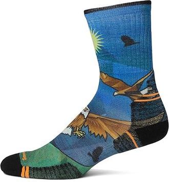Smartwool Hike Targeted Cushion Eagle Print Crew Socks Mens Crew Cut Socks Shoes Laguna Blue : XL (Mens Shoe 12-14.5), Merino/Mesh/Nylon