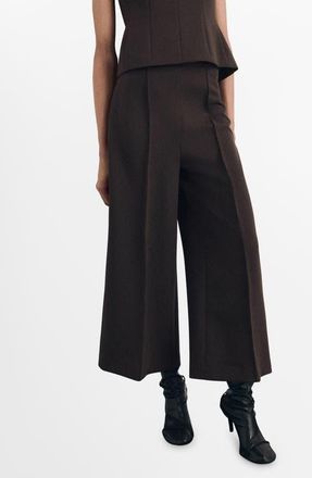 Mango Pleat Front Culottes in Brown at Nordstrom, Size 8