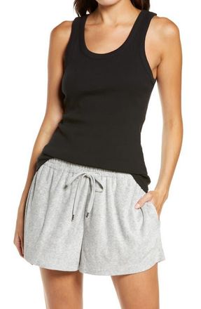 Papinelle Sleepwear Ribbed Shelf Bra Tank in Black at Nordstrom, Size X-Large