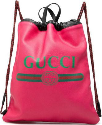 Gucci Black Pink Leather Backpack Beach Bag (Pre-Owned)