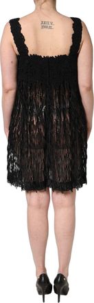 Dolce & Gabbana Womens Black Viscose Fringed Sleeveless Mini Dress
