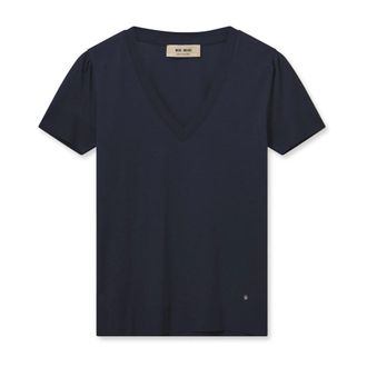 Mos Mosh Soft V-Neck Tee Top Navy - female - MOS MOSH - T-Shirts - Blue - XL - Tops