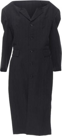 Comme Des Gar&ccedil;ons Comme des Garcons pinstripe frayed cut collar boxy coat
