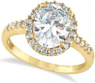 Allurez Oval Lab Moissanite & Halo Lab Grown Diamond Engagement Ring 14k Yellow Gold 2.82ct
