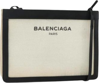 Balenciaga Pre-owned Cross Body Bags, female, White, Size: ONE SIZE Pre-owned Vintage Canvas Shoulder Bag