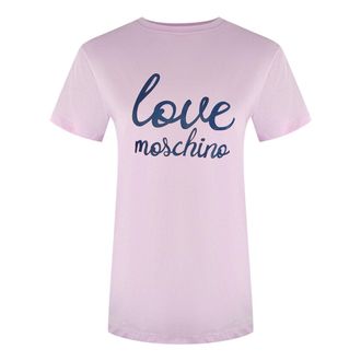 Moschino Love Moschino Logo In Cursief Roze T-shirt