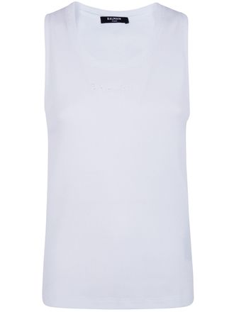 Balmain Small Balmain Paris Emb Jersey Tank Top