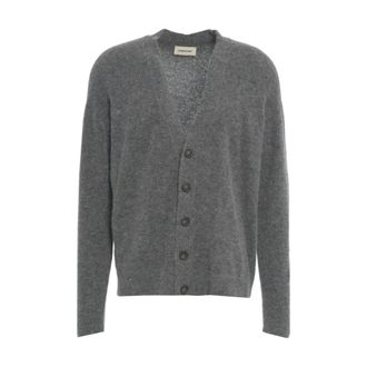 ATOMOFACTORY Cardigans, male, Gray, Size: L Luxurious Grey Cardigan Knitwear Aw25