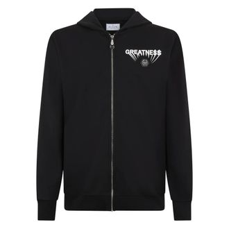 Philipp Plein Hoodies & sweatvesten, Heren, Zwart, 3Xl, Katoen, Fleece Zip Hoodie Greatness