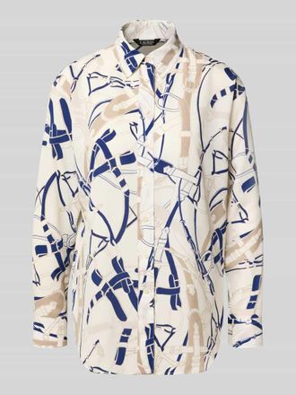 Lauren Ralph Lauren Hemdbluse im Allover-Look mit Knopfleiste Modell KOTTA in Offwhite, Größe XL