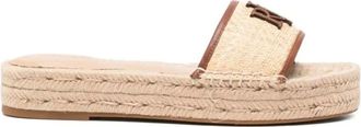 Ralph Lauren Schoenen, Dames, Beige, 39 EU, Leer, Polly Espadrille met Lederen Rand