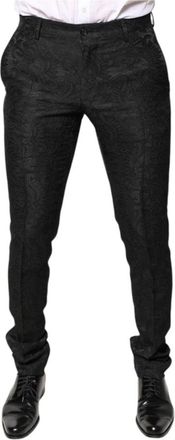 Dolce & Gabbana Dress Pants - Heren - Slim Fit Broeken - Zwart - S - Leer - Broeken