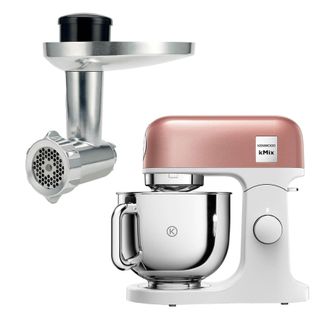 DeLonghi 5L kMix Stand Mixer Apricot Pink & Food Mincer