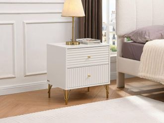 Vente-Unique Set Of 2 Bedside Tables With 2 Drawers - White - LOUREO