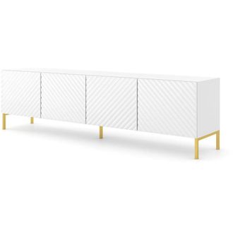 AC-D&eacute;co Porta Tv Surf 200 4d Gambe Bianco Lucido Oro