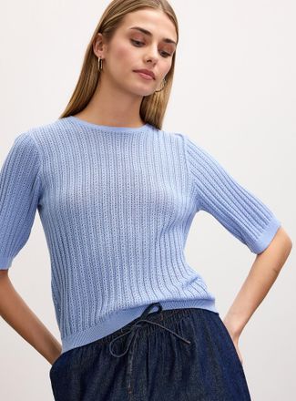 Vero Moda Womens Pointelle-knit short-sleeve sweater