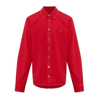 Ami Heren, Overhemden, Rood, Maat: S Denim
