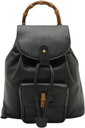 Gucci Pre-owned Backpacks, female, Black, Size: ONE SIZE Pre-owned Leather Backpack