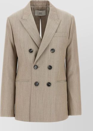 Ami long blazer with split lapel and pockets