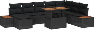 vidaXL Garden Sofa Set with Storage 9 pcs Black Poly rattan vidaXL