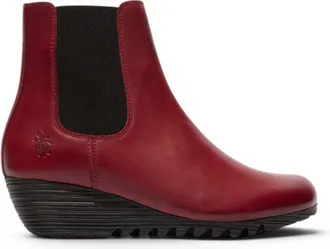 FLY London Fly London Womens Burgundy Red Leather Wedge Heel Chelsea Boots - ORFU496
