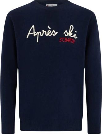 MC2 Saint Barth Blauwe Crew Neck Kasjmier Wol Trui - Heren - Ronde hals truien - Blauw - L - Wol - Truien & Vesten