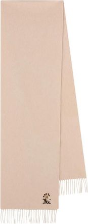 Max Mara fringed embroidered-detail scarf - women - Cashmere - One Size - Neutrals