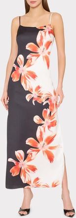 Milly Lily Floral Print Slipdress in White/Black/Red at Nordstrom, Size 12